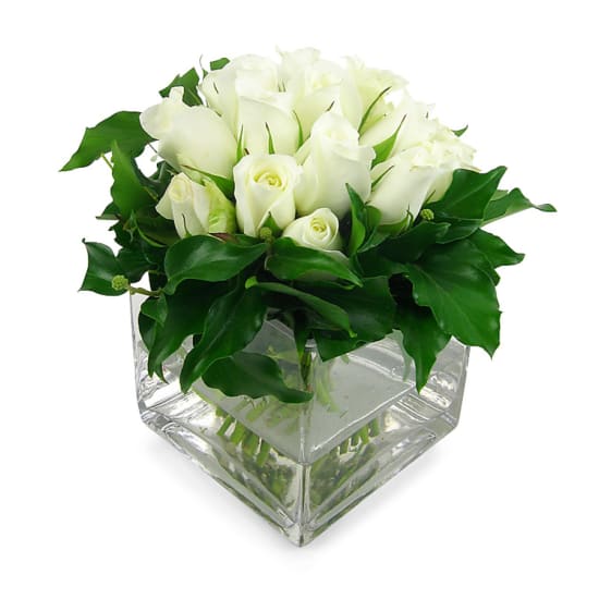 White Rose Vase - Deluxe