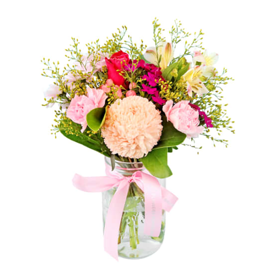 Blushing Beauty Mason Jar Vase - Standard