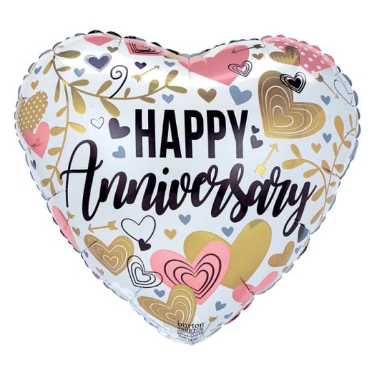 Anniversary Metallic Hearts Balloon - Standard