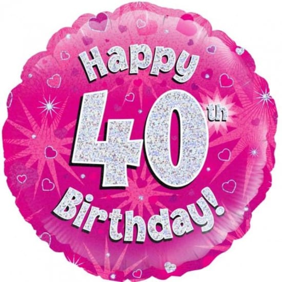 40th Pink Birthday Balloon - Standard