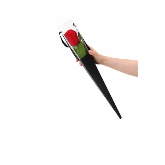 Real Touch Red Rose Bud In A Cone - Standard