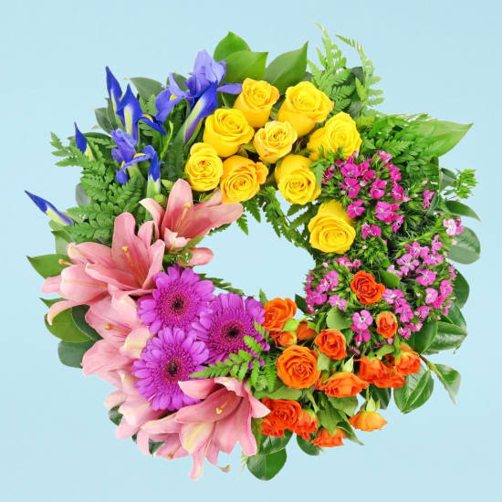 Vibrance Colourful Sympathy Wreath - Standard