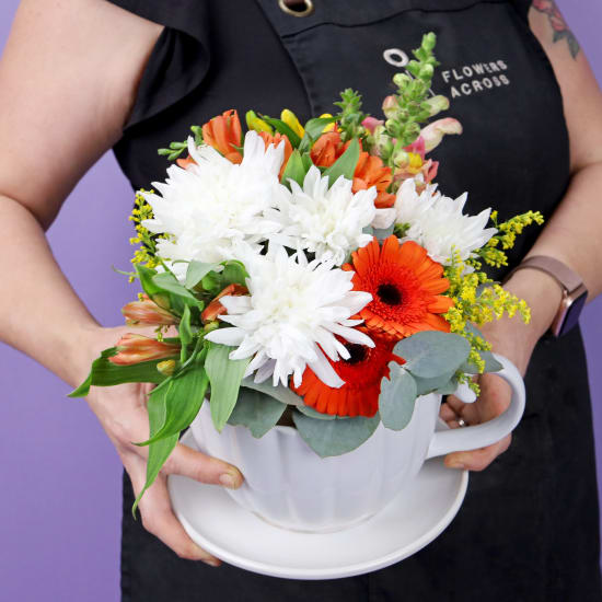 Wonderland Whimsy Ceramic Teacup Flower Arrangement - Standard