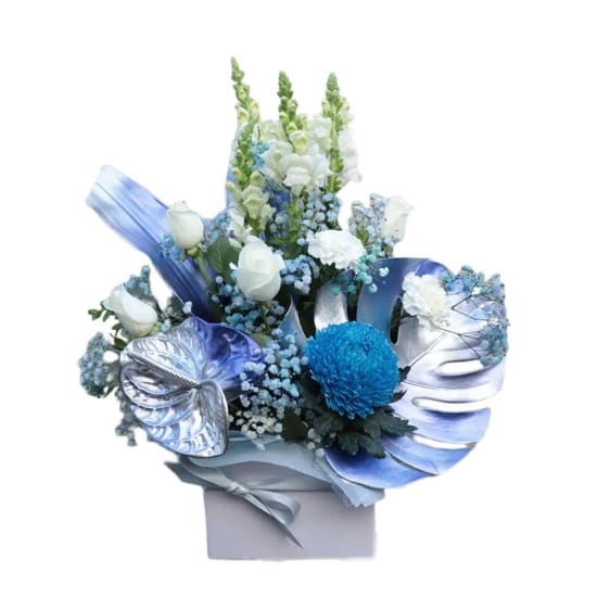 Azure Lustre Blue Flower Box Arrangement - Standard