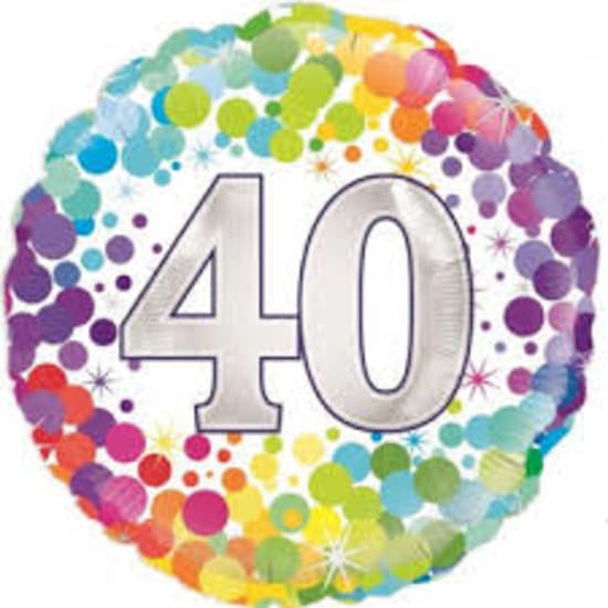 40th Colourful Confetti Balloon - Standard