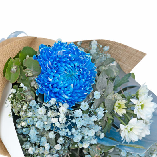 Lustrous Lapis Blue Flower Bouquet - Standard