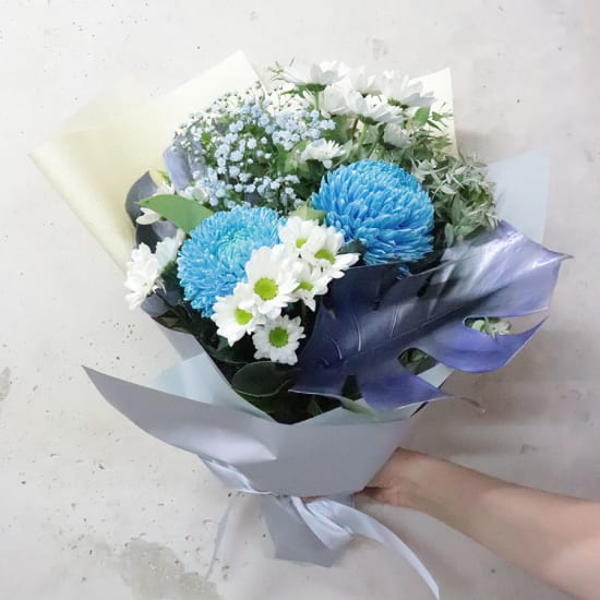 Crystalline Blue Flower Bouquet - Standard