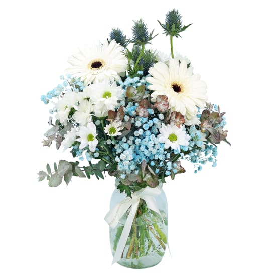 Blue Haven Blossom Mason Jar Vase - Deluxe