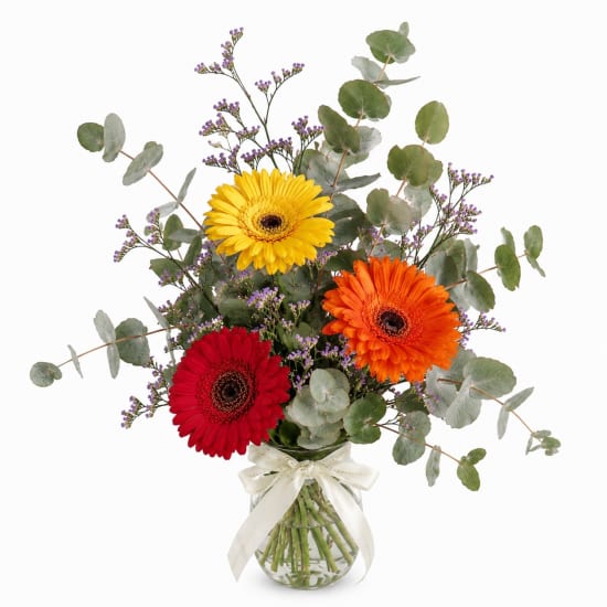 Mini Gerbera Blossoms Mason Jar Vase - Standard