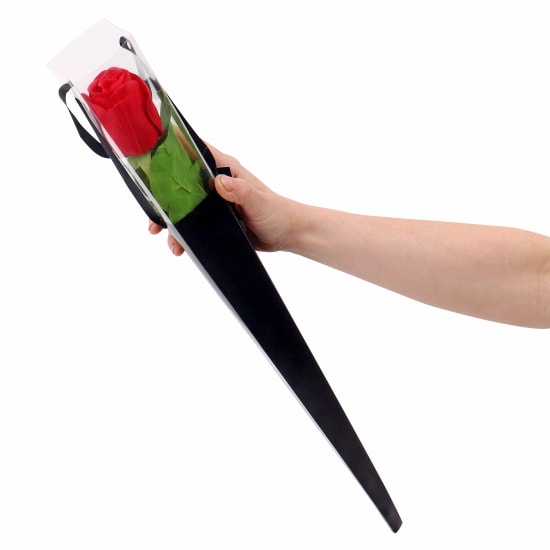 Real Touch Red Rose Bud In A Cone - Standard