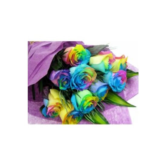 12 Rainbow Roses - 12 Roses (One Dozen)