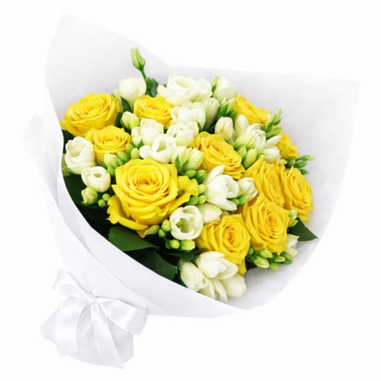 Roses And Freesias Bouquet - Premium