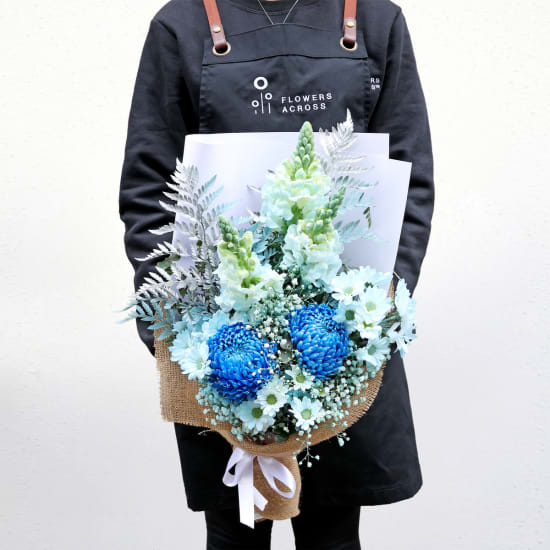 Ice Blue Flower Bouquet - Deluxe