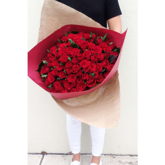 One Hundred Reasons – Red Rose Bouquet - Premium