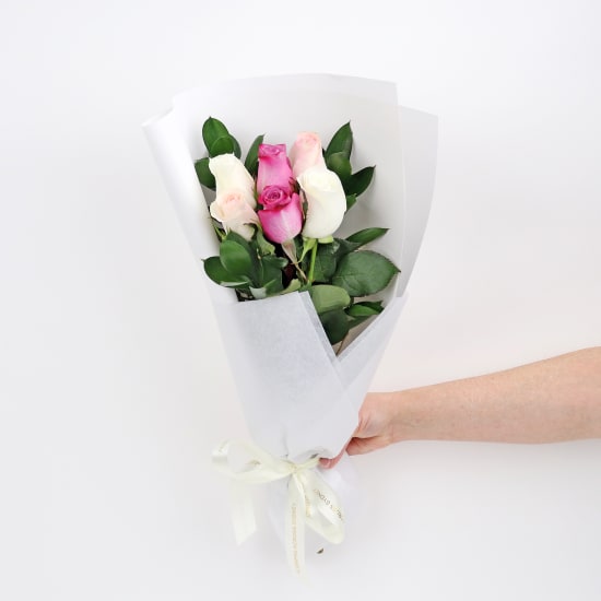 Pastel Roses Bouquet - 6 Roses (Half Dozen)