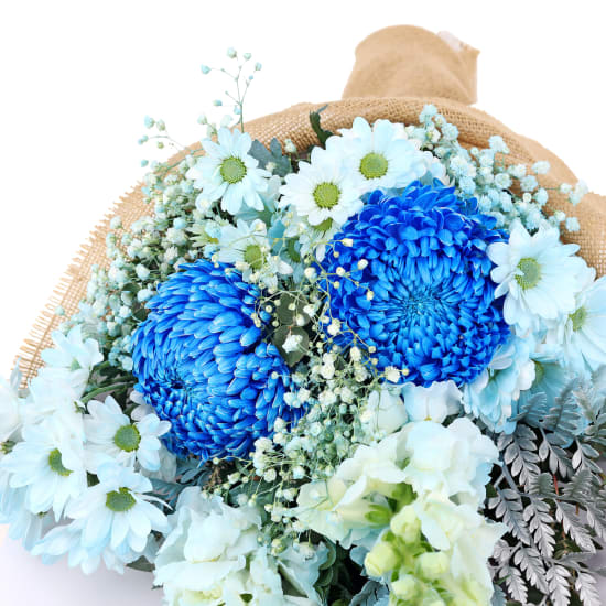 Ice Blue Flower Bouquet - Deluxe