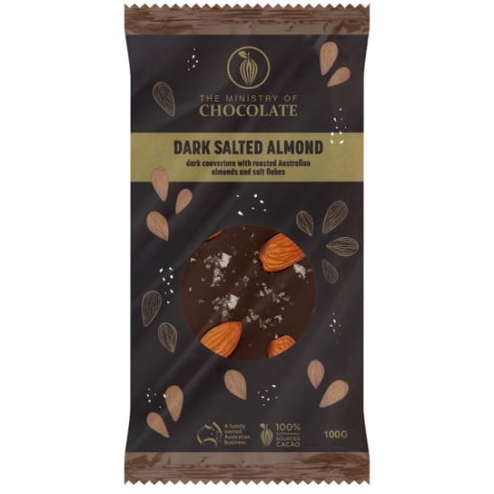 Dark Salted Almond 100g Chocolate Bar - Standard