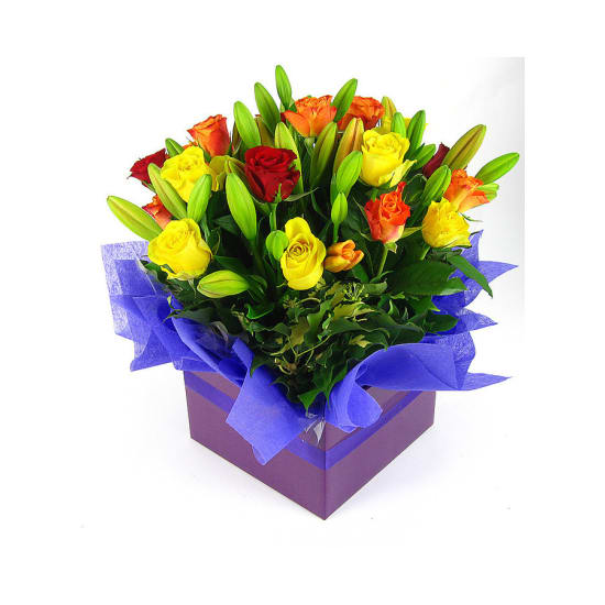 Plush Roses & Lilies Flower Box - Premium (view 2 of 2)