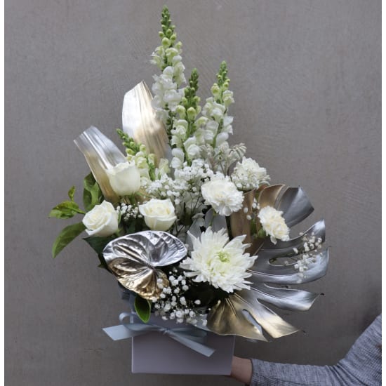 Lustrous Light Metallic Flower Box - Standard