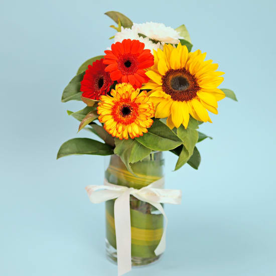 Happy Harmony Glass Cylinder Vase Arrangement - Standard