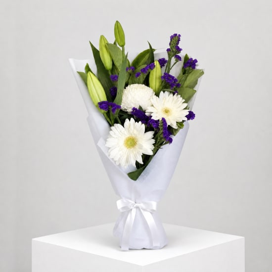 Daily Bouquet - White hush and violet pop - Standard