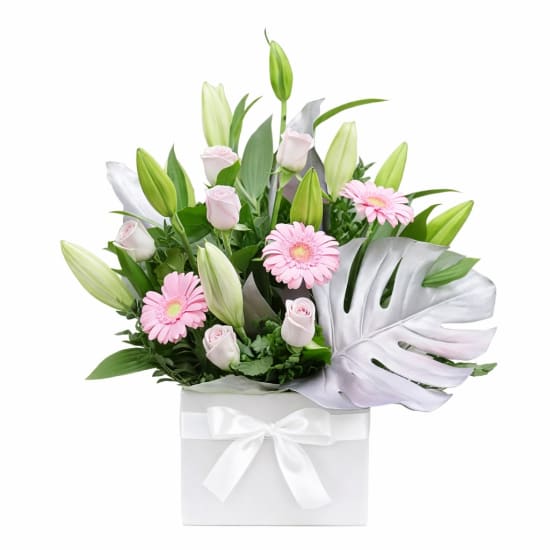 Metallic Blush Flower Box - Standard