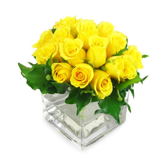 Yellow Rose Vase - Deluxe