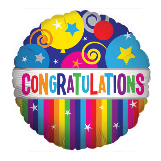 Congratulations Stripes Balloon - Standard