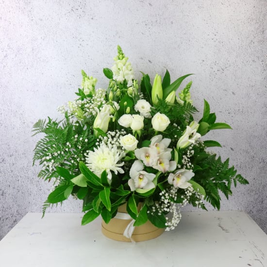 Dreaming In Snow White Flower Hat Box - Standard