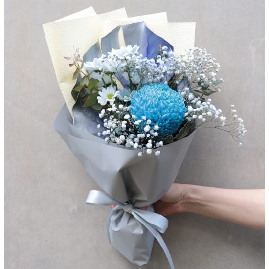 Lustrous Lapis Blue Flower Bouquet - Standard