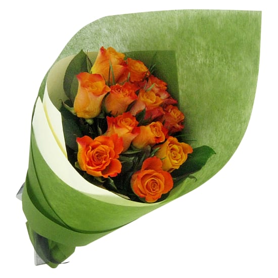 Orange Rose Bouquet - 12 Roses (One Dozen)