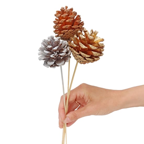 Metallic Trio Pine Cone Picks - Standard