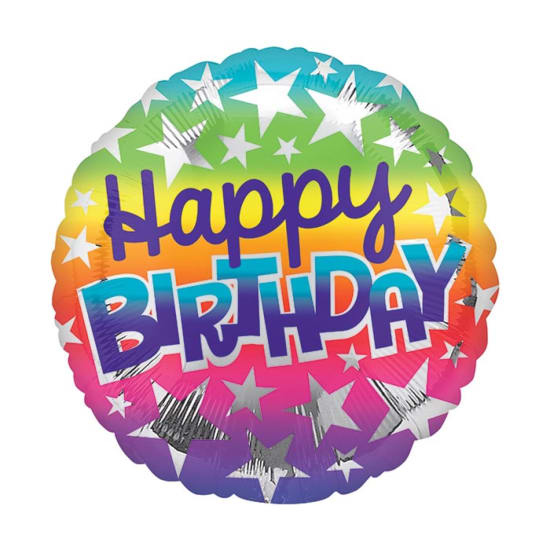 Hbd Rainbow Stars Balloon - Standard