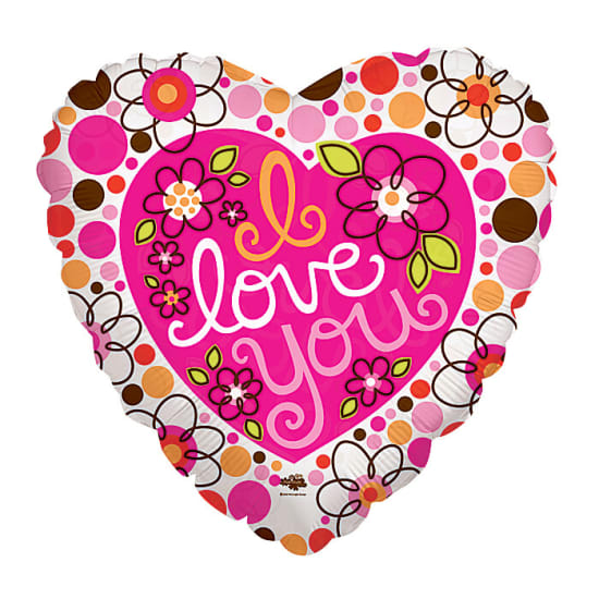 I Love You Dots & Flowers Balloon - Standard