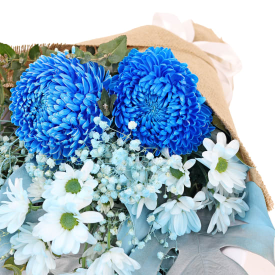 Lustrous Lapis Blue Flower Bouquet - Deluxe