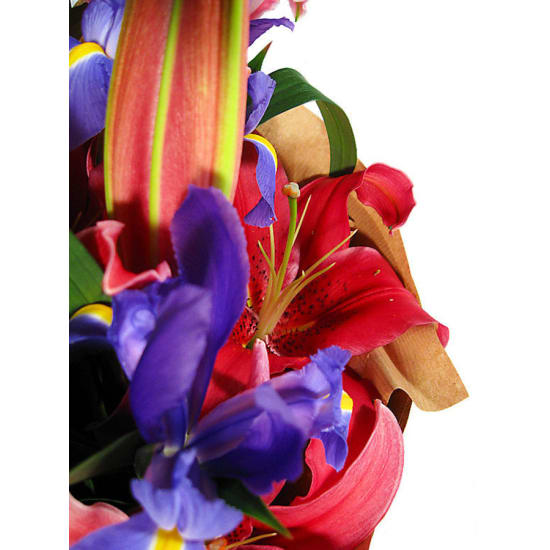 Pinks And Blues Lilies And Iris Bouquet - Deluxe