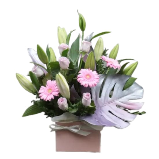 Metallic Blush Flower Box - Standard