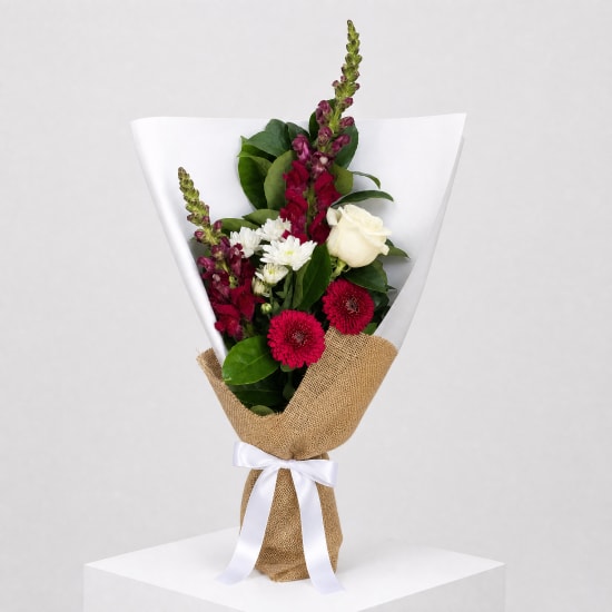 Daily Bouquet - Scarlet stems and white charm - Standard