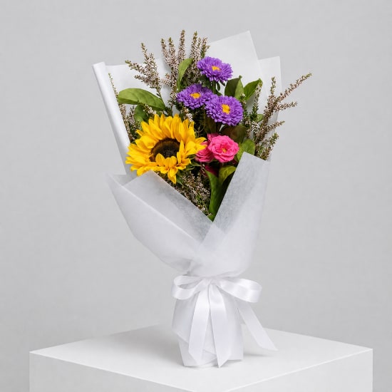 Daily Bouquet - Sunflower spark and pink twist - Standard