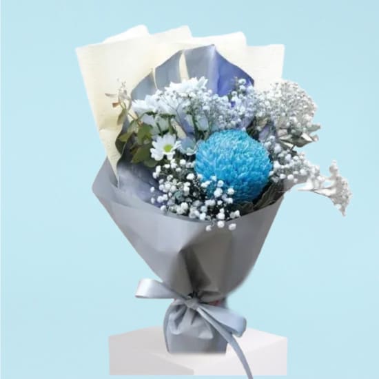 Lustrous Lapis Blue Flower Bouquet - Standard