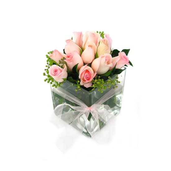 Valentine's Pink Rose Vase - Standard