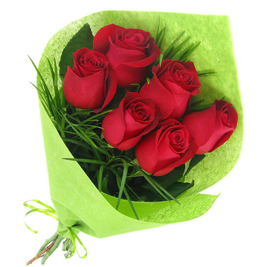 Red Roses Bouquet - 6 Roses (Half Dozen)
