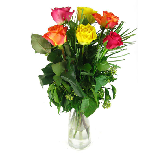 12 mixed roses vase - 6 Roses (Half Dozen)