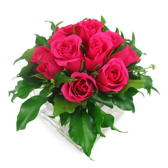 Bright Pink Rose Vase - Standard