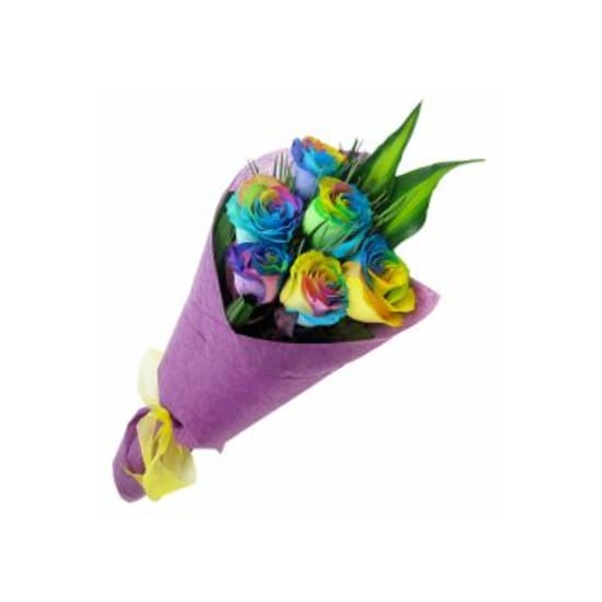 6 Rainbow Roses - 6 Roses (Half Dozen)