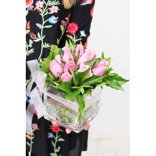 Mother's Day Pink Rose Vase - Standard