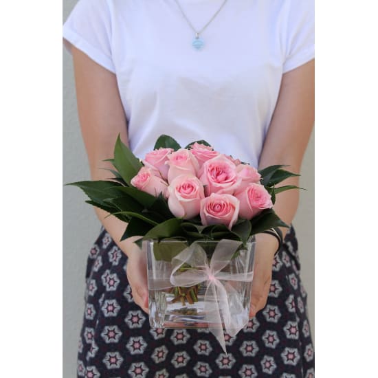 Mother's Day Pink Rose Vase - Standard