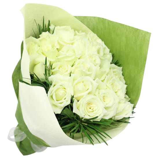 Valentine's 24 White Roses - Premium