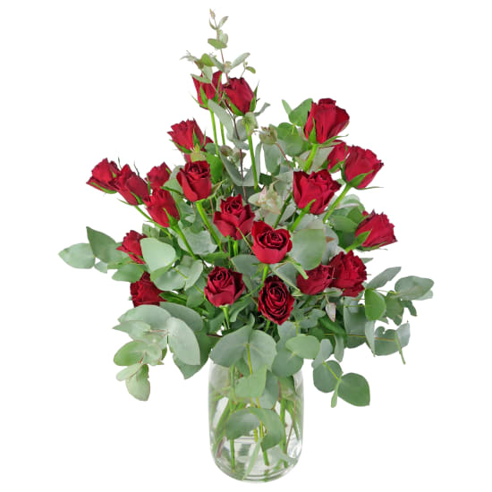 Valentine's 24 Rose Vase - 24 Roses (Two Dozen)