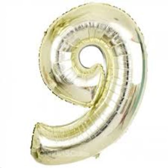 White Gold Foil - Number '9' - Standard